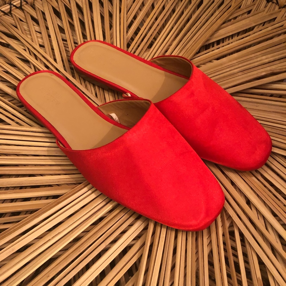 Urban Outfitters Red Satin Mules